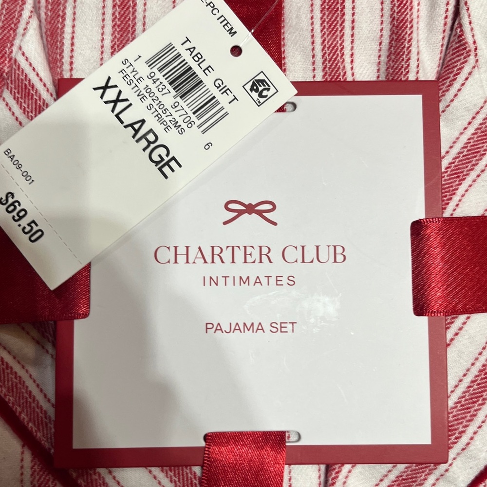 XXL Charter Club White and Red Striped Pajama Set - Picture 2 of 4